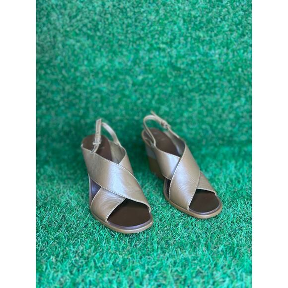 Tory Burch Gabrielle Slingback Wedge Sandal in Royal Tan Size 7.5 - Picture 2 of 13